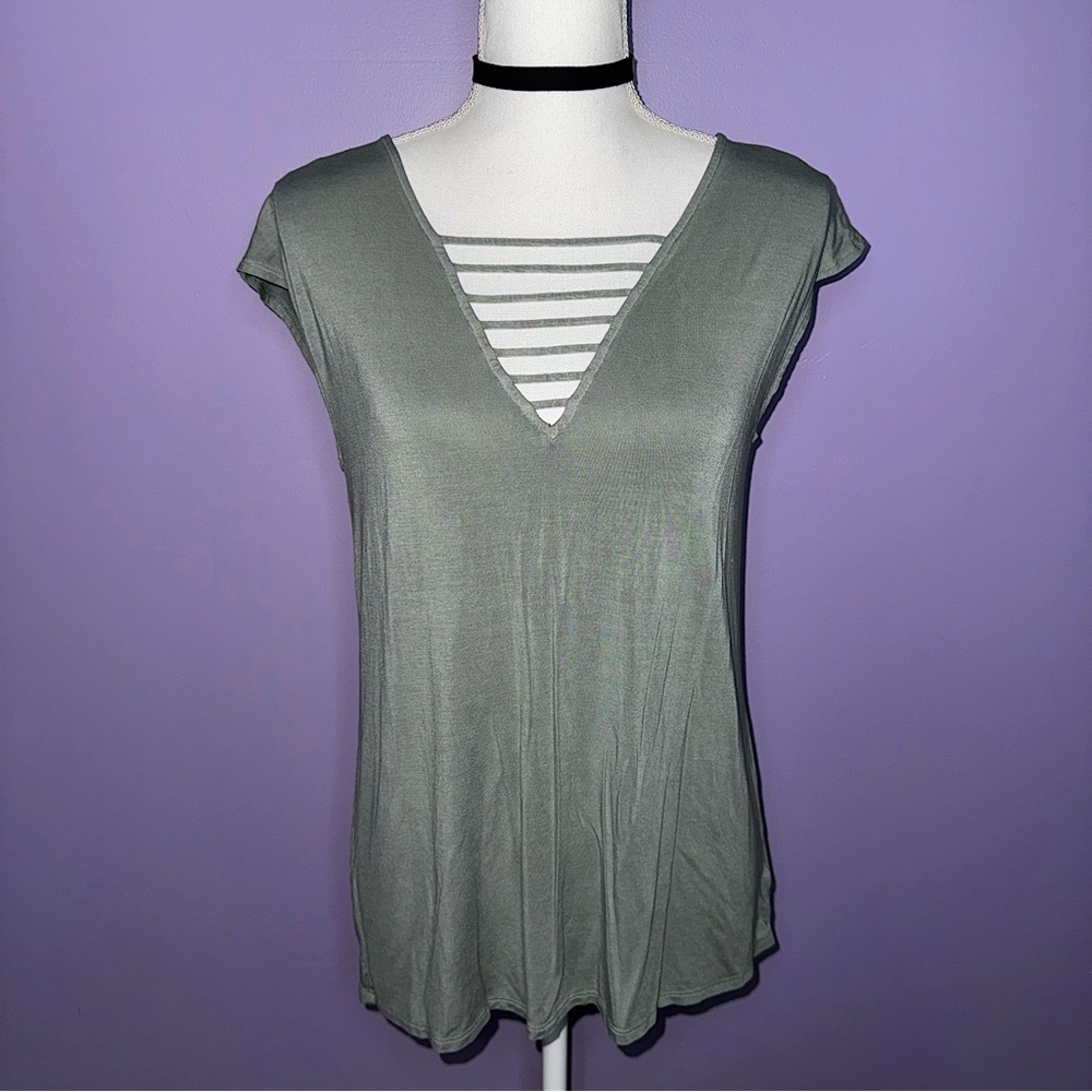 NEW American Eagle Sage Green Strappy V-Neck Top